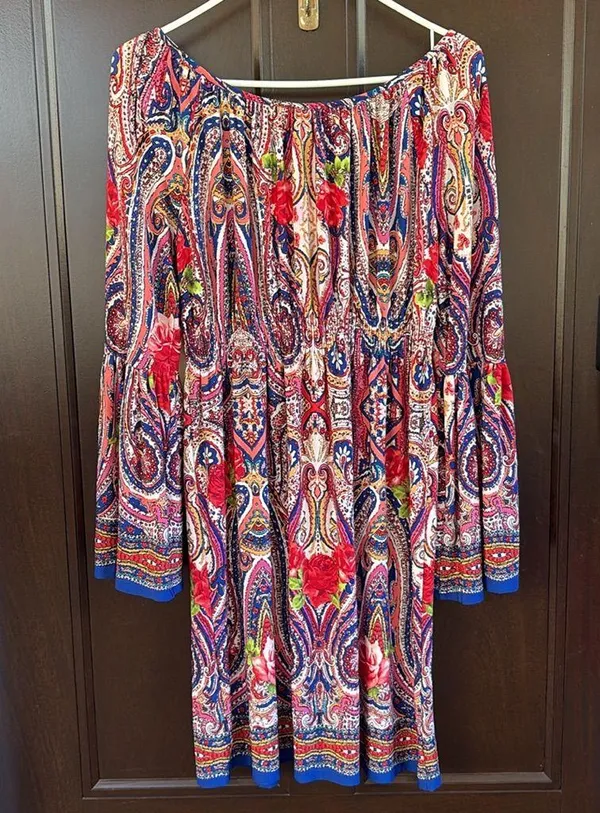 NWT Boston Proper Paisley Floral Bell Sleeve Peasant Dress Size 8 - Image 9