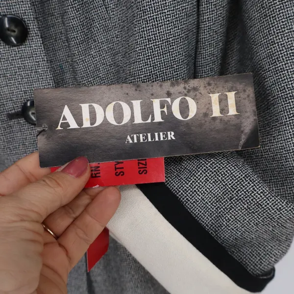 Adolfo II Skirt Suit Women 18W Atelier Grey Double Breasted Contrast NEW - Image 4