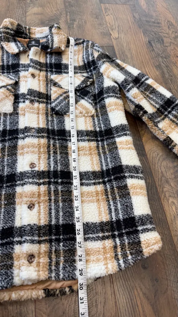 Volcom Sherpa Plaid Jacket Shacket Women's Size Medium Oversized Fit - Image 4
