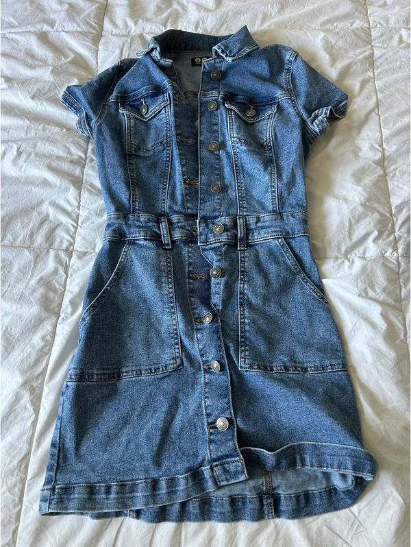 Denim button up dress - Image 3