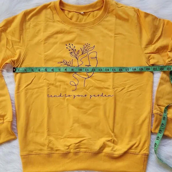 -807 "Tend to your garden" long sleeve Bohemian sweatshirt pullover yellow Large - Image 6