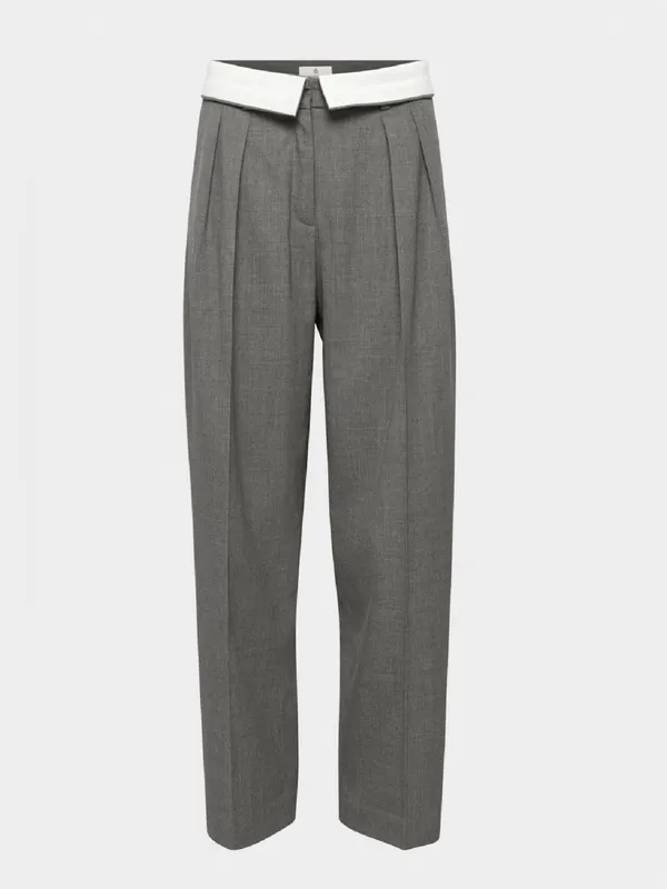 Aritzia Babaton Wool twill mid-rise pleated trousers with foldover waistband 6 - Image 4