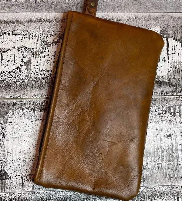 Cowhide Wristlet Clutch Leather Cowhide Zipper Embossed Leather Crossbody bag - Image 6