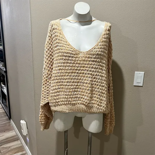 Free People Women's XL Standard V-Neck Pullover Sweater Multicolor Casual Knit - Image 10