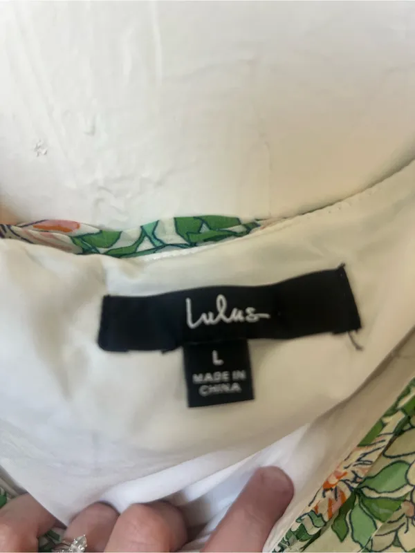 Lulu's Green Floral One-Shoulder Pleated Chiffon Crop Top - Image 5