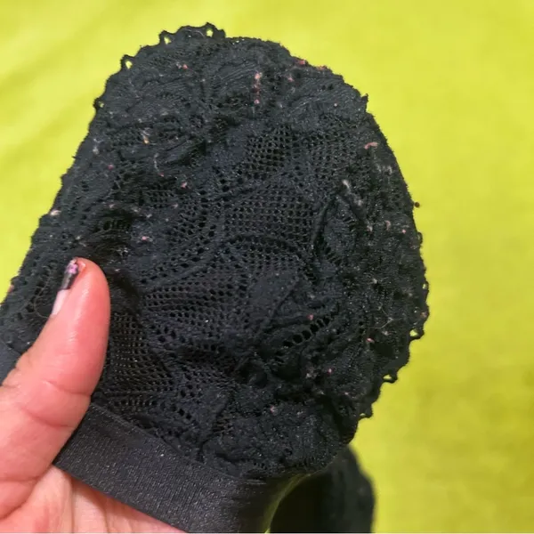 Victoria's Secret Black Stretchy Lace Triangle Bralette with front clasp - Image 2