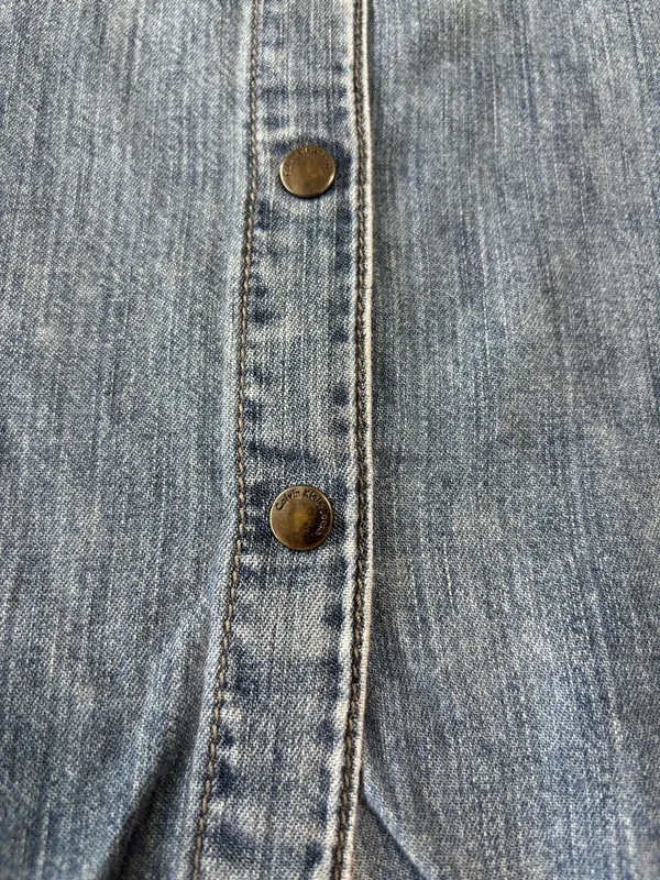 Vintage 90s Grunge Calvin Klein Chambray Denim Utility Shirt Dual Flap Pockets Size M - Image 4