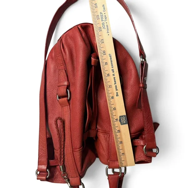 The Sak Red Pebbled Leather Bucket Bag Braided Drawstring Crossbody Handbag Hobo - Image 16