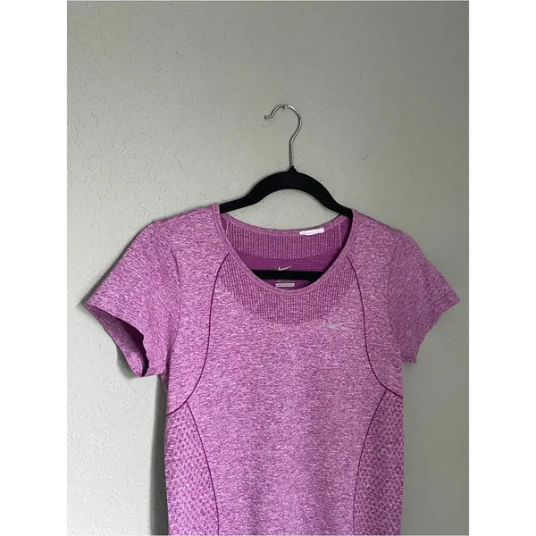 Nike Seamless Short Sleeve Top Size S Heather Maroon Pink - Image 4