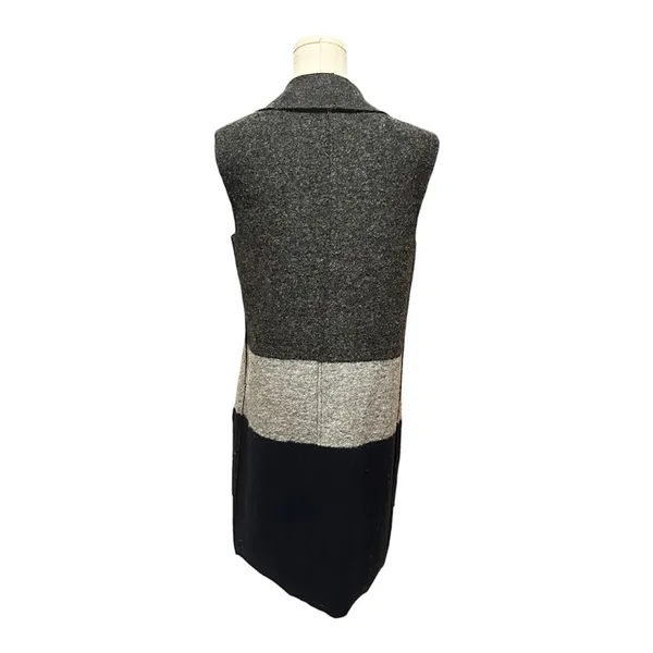Tahari Colorblock Wool Blend Open Front Long Sweater Vest Women’s Size Large - Image 4