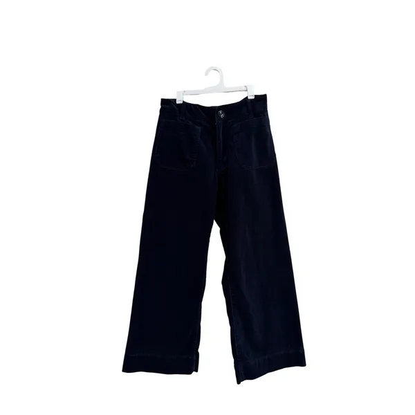 Quince Organic Stretch Corduroy Cropped Wide Leg Pants Navy Blue Size 4 - Image 2