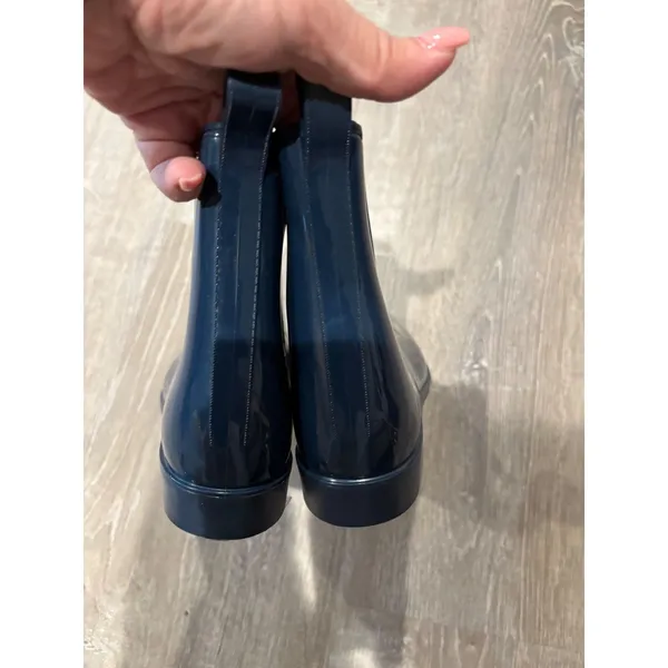 SO Rain Boots Chelsea Ankle Pull On‎ Waterproof Navy Blue Women's Sz 7 - Image 4