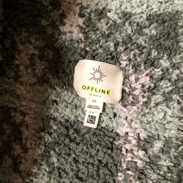 Aerie offline Fuzzy Shawl Shrug‎ cardigan Sweater Green Grey OS - Image 3