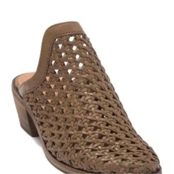 Crevo Anthropologie‎ Neva Woven Leather Mules Stacked Heel Women’s Size6.5 B53 - Image 2