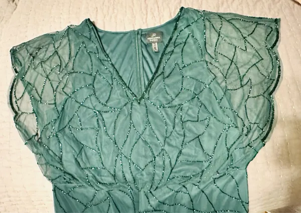 Adrianna Papell Forest Green Formal Sequin GownSize 14w - Image 3