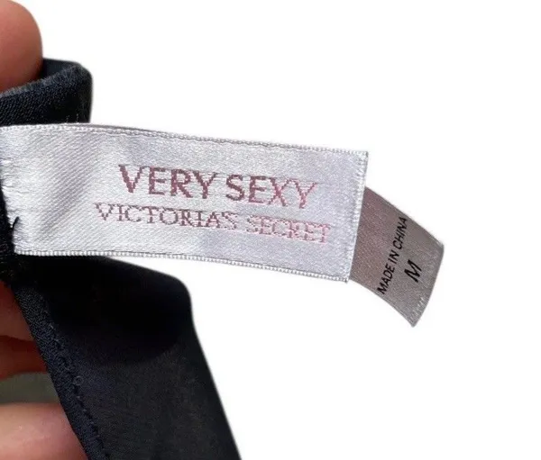 Victoria's Secret Black Cami Bra Babydoll Top M Devore Velvet Chiffon Whimsigoth Dark Fairy - Image 11