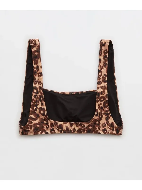NWT Aerie Leopard Scoop Bikini Top - Size: Large - Image 8