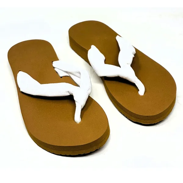 BRAND NEW ~ White Cloth Comfort Beach Summer Flip Flop Thong Sandals ~ 8 - Image 8
