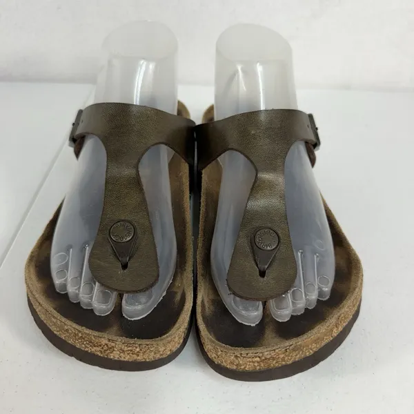 Birkenstock Gizeh 37 US 6 Sandals Metallic Bronze‎ Birko-Flor Thong Women's - Image 5