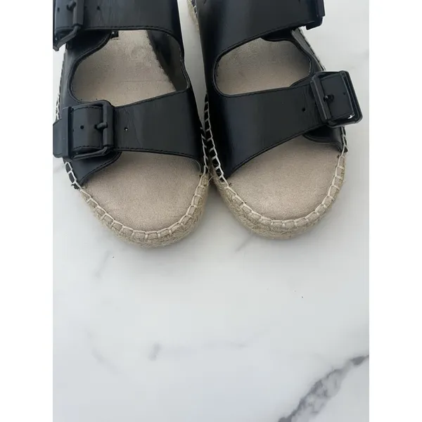 Steven By Steve Madden Black Lapis Espadrille Leather Platform Sandal Size 7 Boho Chic - Image 7