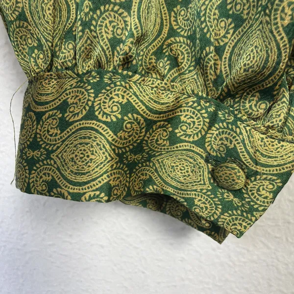 Urban Outfitters medium satin 70's retro disco willow tie green 60's party - Image 6