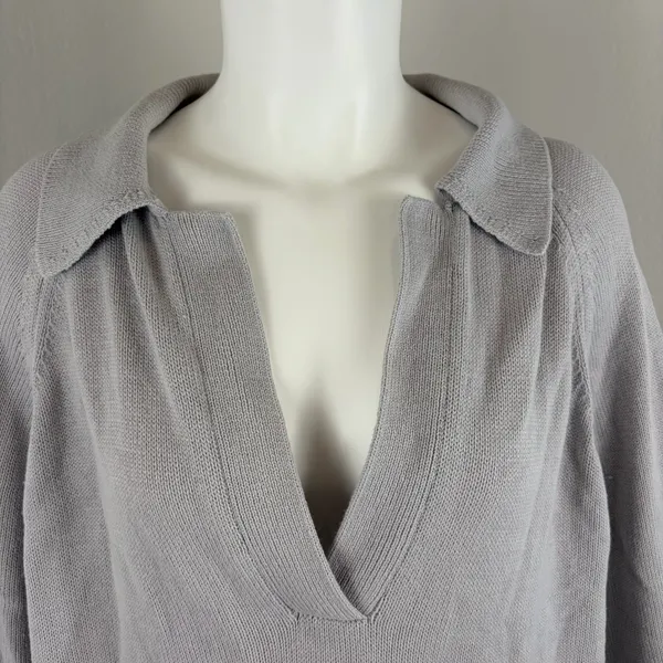 Free People Free-est Drea oversized gray polo collar sweater - Image 4