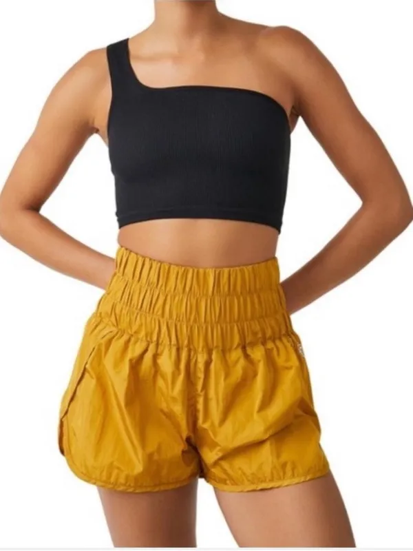 Free People Golden Yellow Ruched Waist Athletic Shorts The Way Home Shorts XS - Image 2