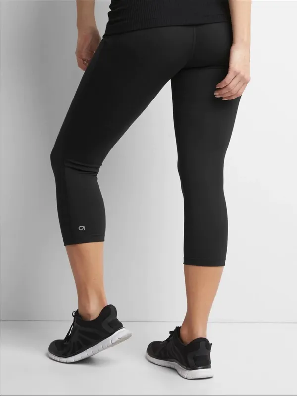 Gap Maternity Black Full Panel Leggings GapFit Blackout Cropped Women’s Size XS - Image 2