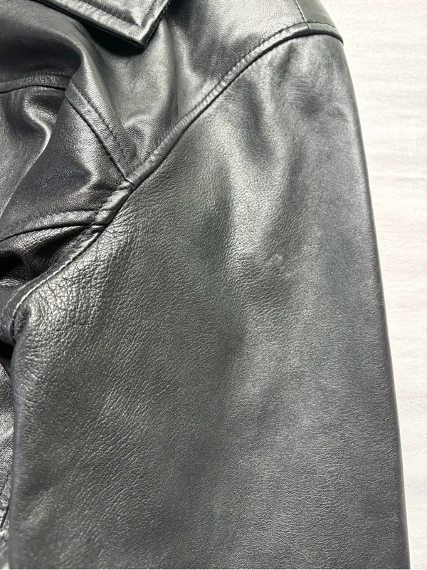 Vintage Jacqueline Ferrar Lambskin Leather Belted Jacket Black M 90s - Image 10