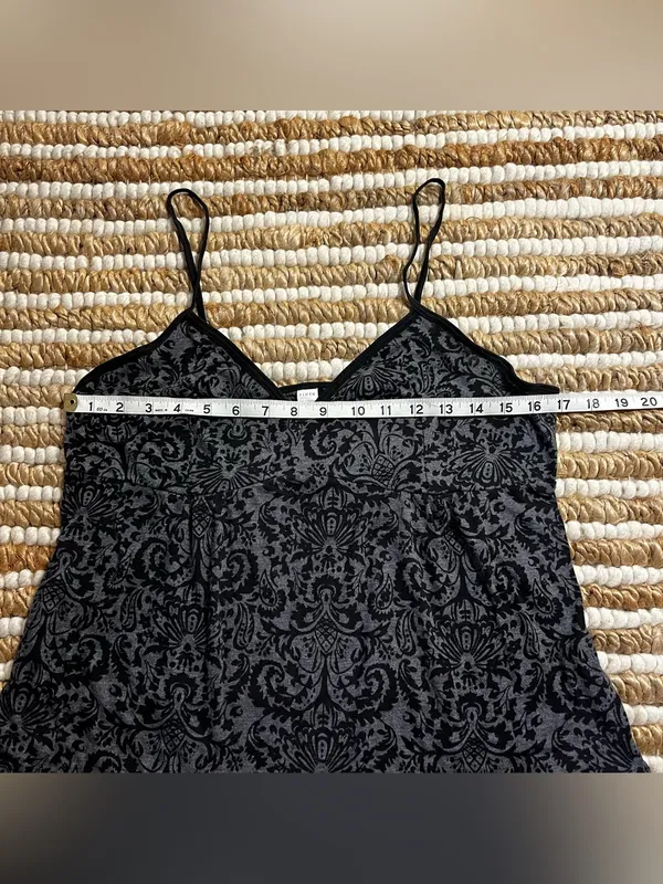 Y2K Black Demask Burnout Lace-Effect Cami Top - Image 2