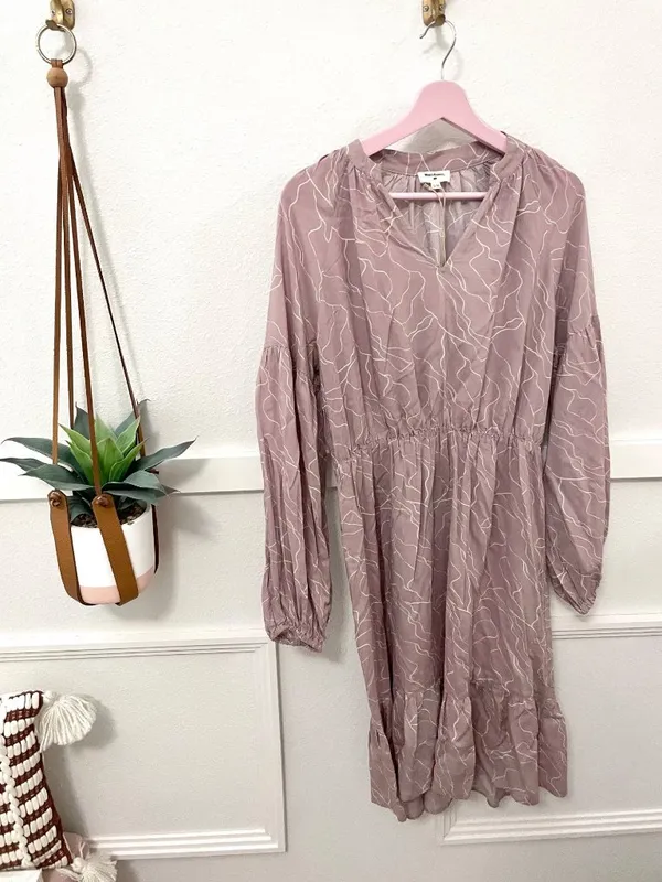 NWT World Market Pink Geometric Line Printed Dress Romantic Boho Size S/M - Image 2