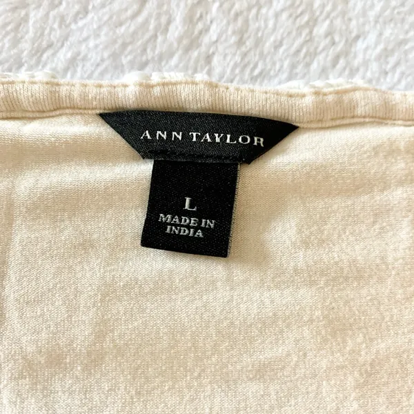 Ann Taylor Eyelet Lace Sleeveless Top Womens Size L Cream Geometric Shell‎ Zip - Image 4