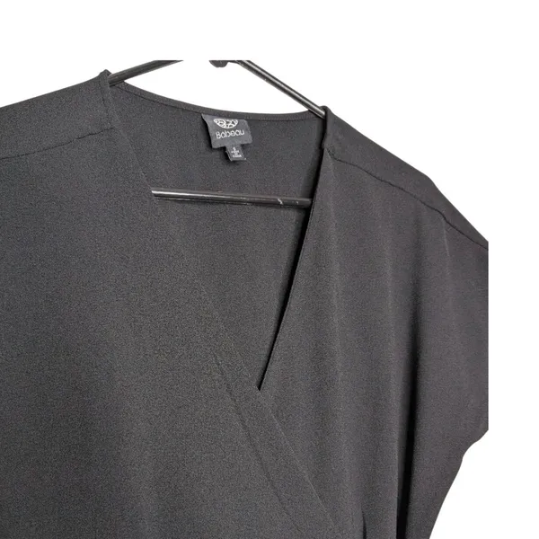 Bobeau Black Wrap Dress Short Sleeve V-Neck Side Tie‎ Small Office Chic Classic - Image 8