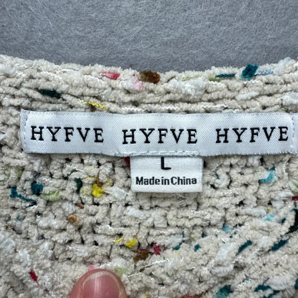HYFVE Sweater Women’s L Beige Speckled Oversized Knit Dolman - Image 3