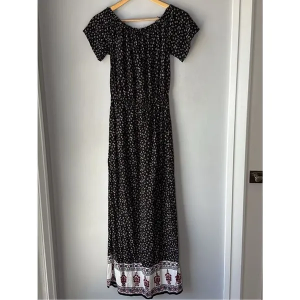 Bleuh Ciel Boho Floral Maxi Elastic Waist Dress - Image 4