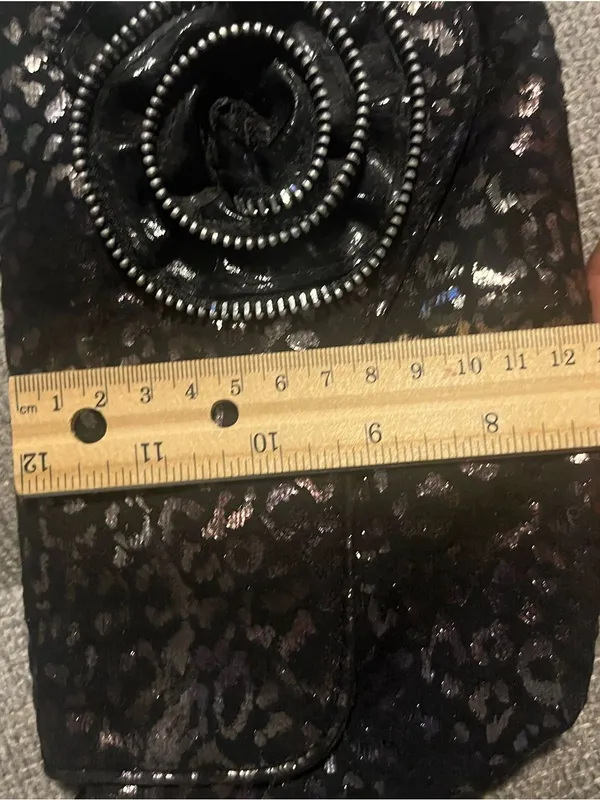 Black Metallic Leopard Print Wristlet Clutch - Image 2