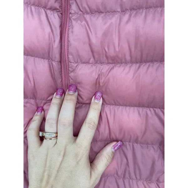 UNIQLO‎ Women Puffer Jacket Pink Lightweight Down Filled Full Zip Hooded Size M - Image 10