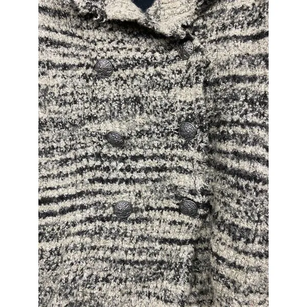 Free People Double Breasted Sweater‎ Sz S Zebra Chunky Knit Wool Blend Cardigan - Image 4