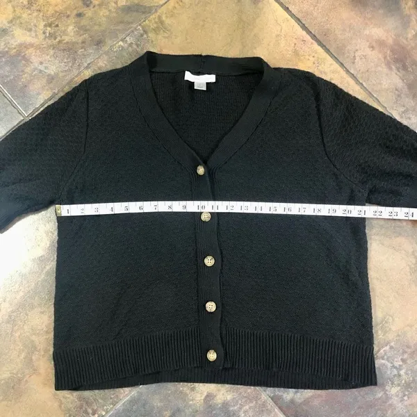 Christopher & Banks Women’s Knitted Black Cardigan Size Large - Image 4