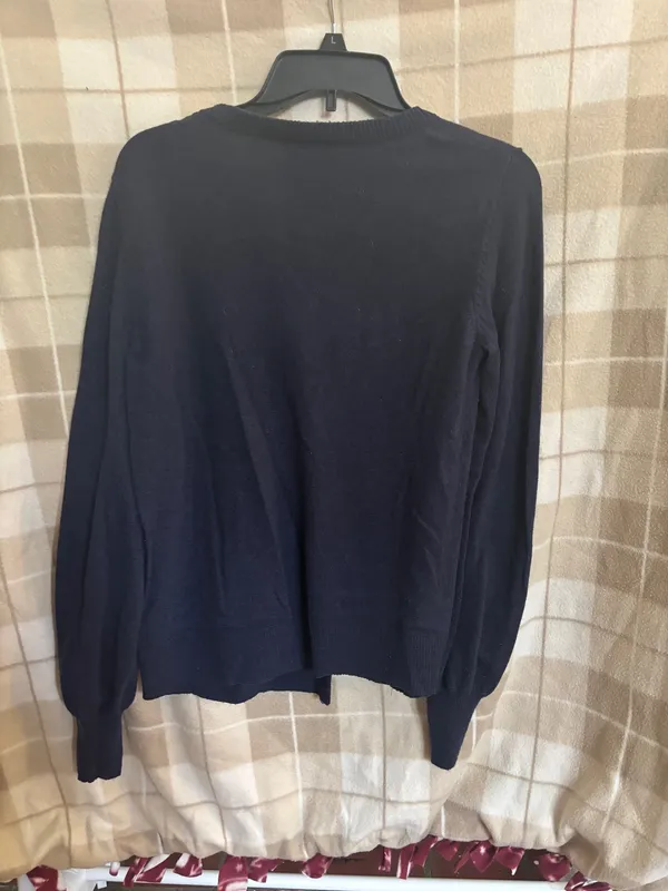 Navy Blue Women's Cardigan Size M - Image 3