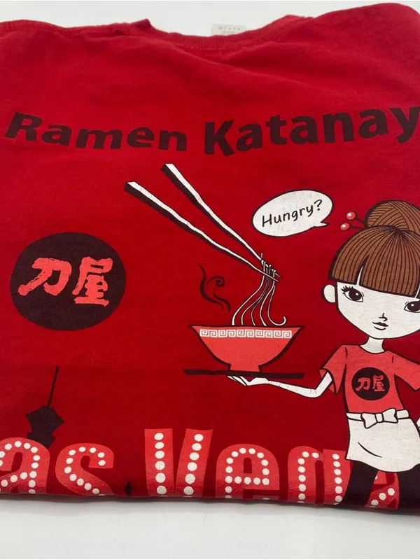 Gildan Ramen Katanaya T Shirt Las Vegas Japanese Snack Tee Womens Red Small Noodles - Image 4