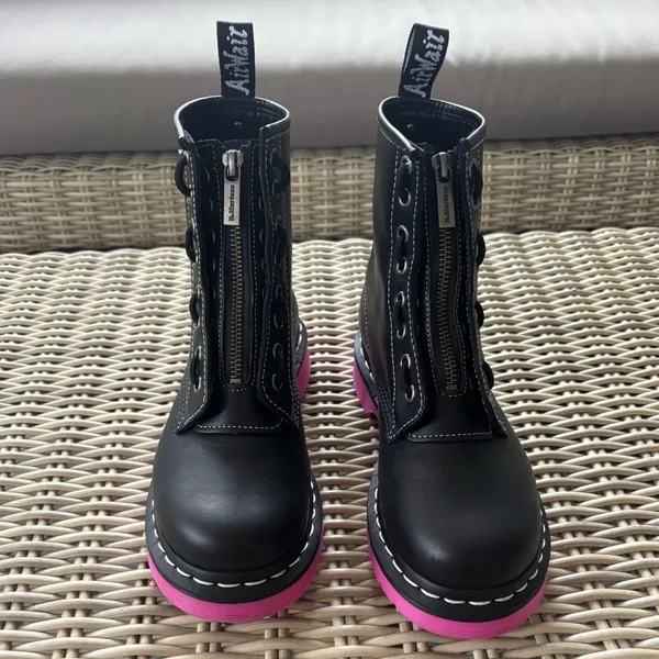 New without box. Dr. Martens 1460 Pink Sole Wanama Leather‎ Jungle Zip Boots - Image 3