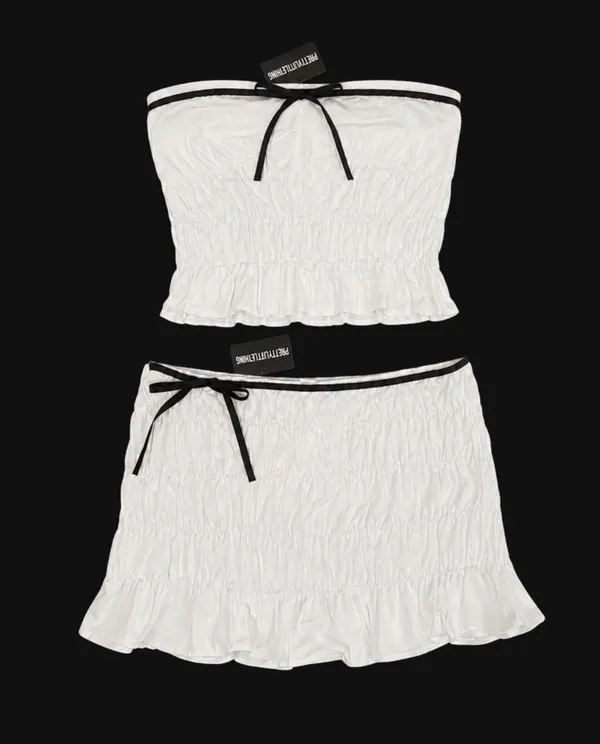 prettylittlething tube top mini skirt set - Image 2