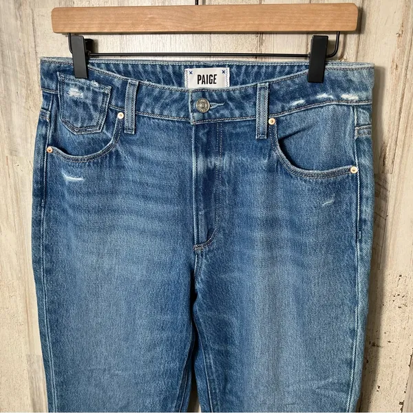 Paige Noella Straight Leg Denim Medium Wash‎ Distressed Womens Size 27 - Image 2