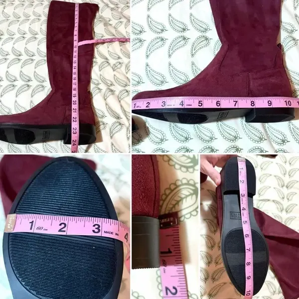 Kenneth Cole Reaction Windy Faux Suede Over Knee High Boot Deep Burgundy NIB - Image 12