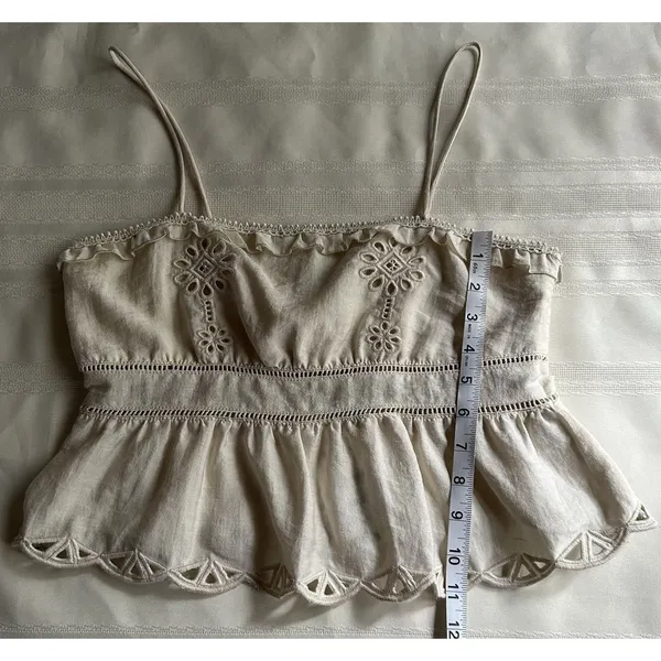 Zara Embroidered Peplum Top Beige/ Cream Size S New with Tags Women’s - Image 8