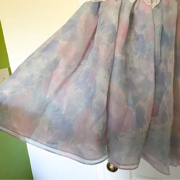 Selkie Dress Rosebud Puff Babydoll Organza Pastel Lace Mini Watercolor S NWT‎ - Image 3