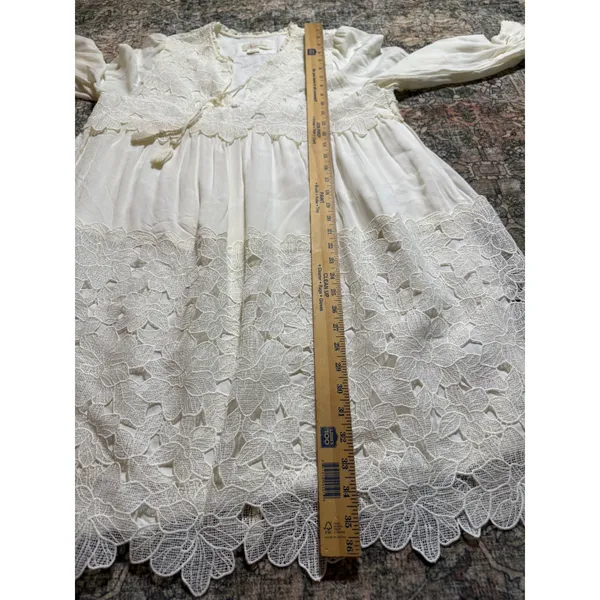 Anthropologie Ivory Lace Mini Dress‎ Large Boho Bridal Cottagecore Honeymoon - Image 7
