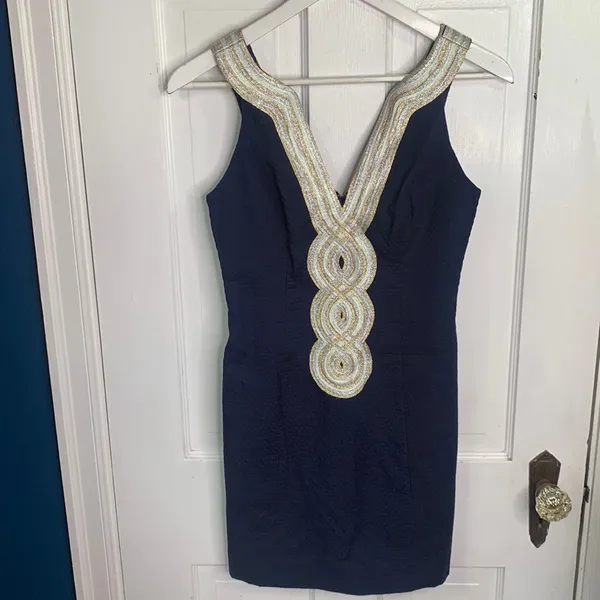 Lilly Pulitzer Valli Shift True Navy Dress New with Tag W-587 Sz 0 - Image 7