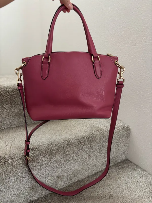 Coach Pink Remi Satchel Pebbled Leather Crossbody Shoulder Bag - Image 6